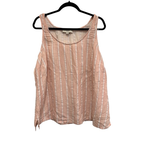 LOFT Plus cotton blend striped pink and white sleeveless top 24/26 - Picture 2 of 12